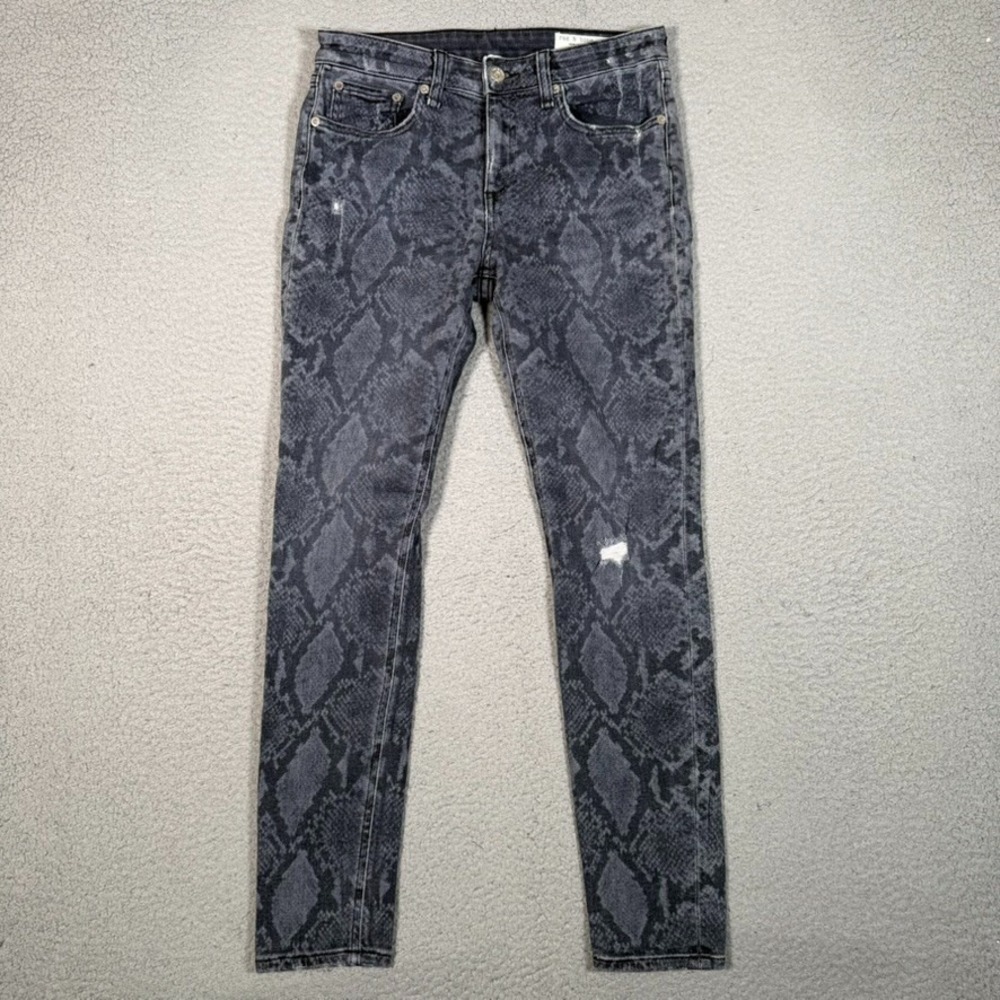 rag & bone Jeans Womens 26x26 Grey Snake Skinny Fit Denim Pockets Distressed USA